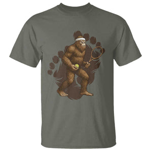 Funny Bigfoot Tennis Player T Shirt Folklore Cryptid Gift TS12 Military Green Print Your Wear