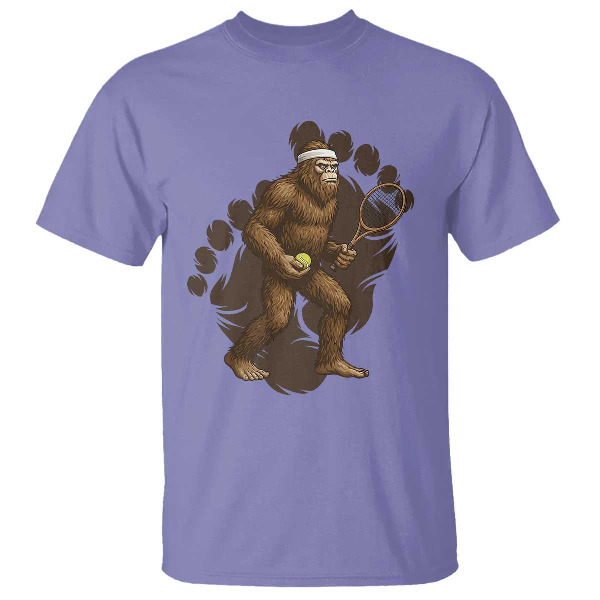 Funny Bigfoot Tennis Player T Shirt Folklore Cryptid Gift TS12 Violet Print Your Wear