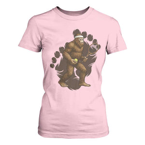 Funny Bigfoot Tennis Player T Shirt For Women Folklore Cryptid Gift TS12 Light Pink Print Your Wear