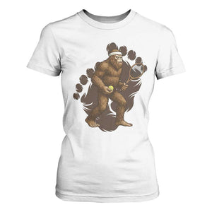Funny Bigfoot Tennis Player T Shirt For Women Folklore Cryptid Gift TS12 White Print Your Wear