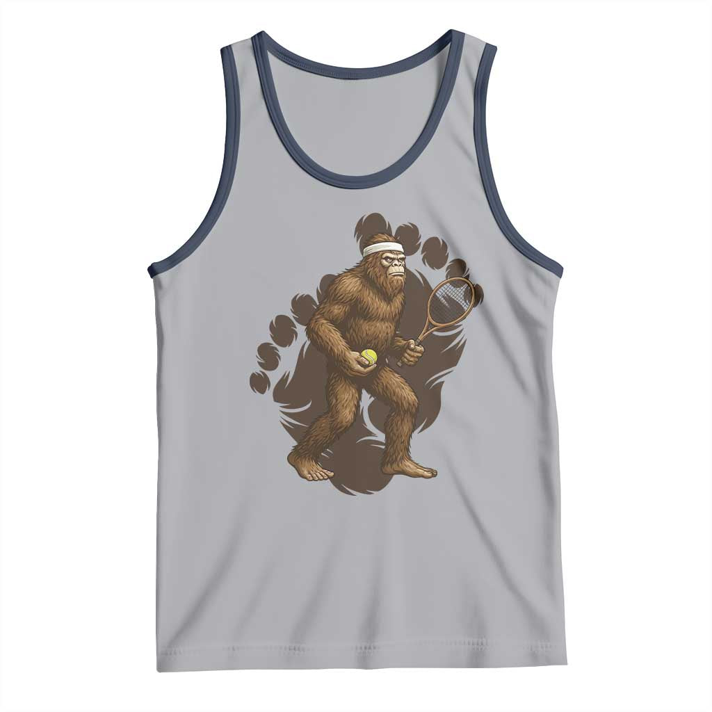 Funny Bigfoot Tennis Player Tank Top Folklore Cryptid Gift TS12 Athletic Heather Navy Print Your Wear