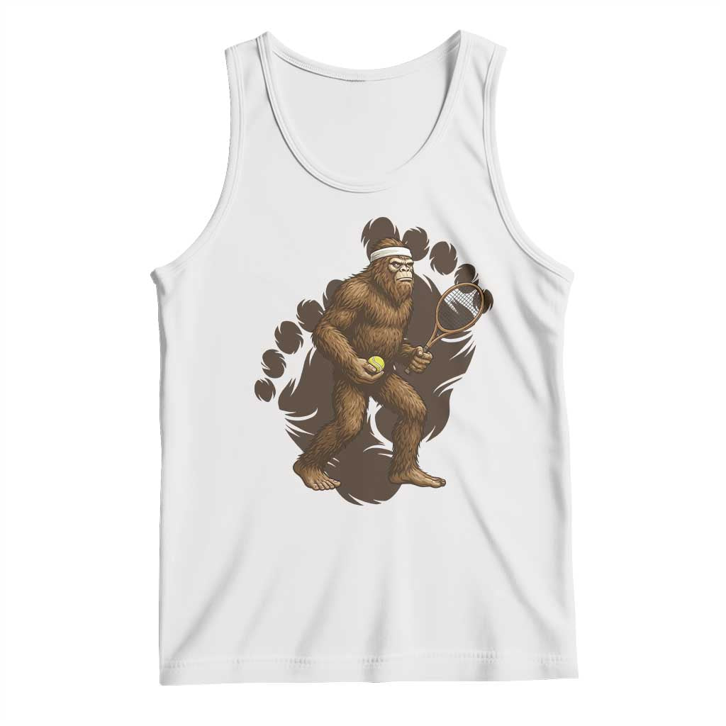 Funny Bigfoot Tennis Player Tank Top Folklore Cryptid Gift TS12 White Print Your Wear