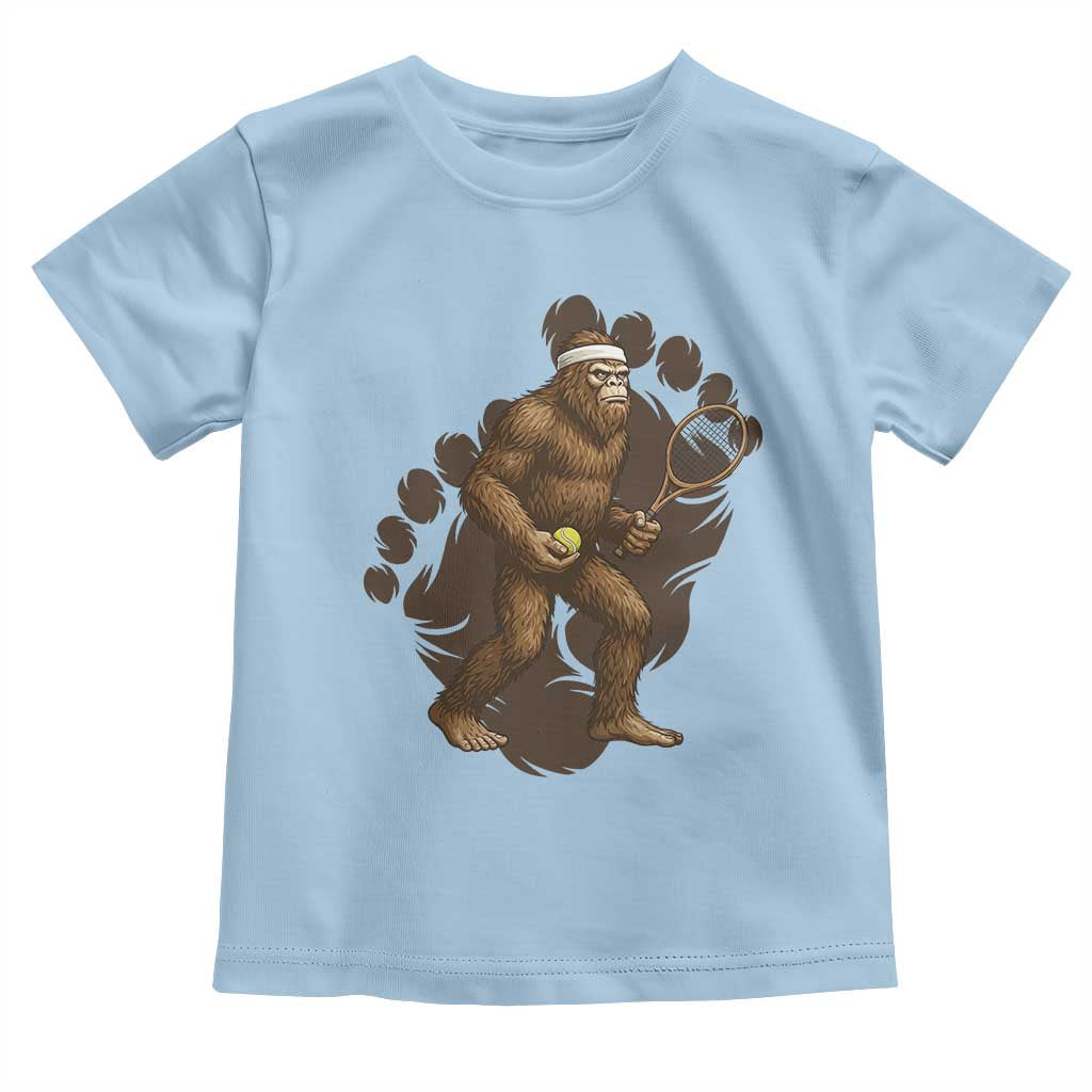 Funny Bigfoot Tennis Player Toddler T Shirt Folklore Cryptid Gift TS12 Light Blue Print Your Wear