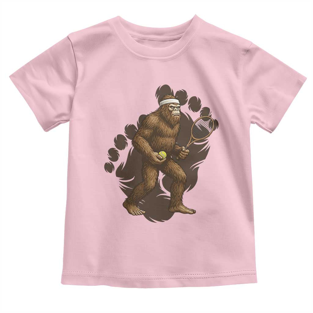 Funny Bigfoot Tennis Player Toddler T Shirt Folklore Cryptid Gift TS12 Light Pink Print Your Wear