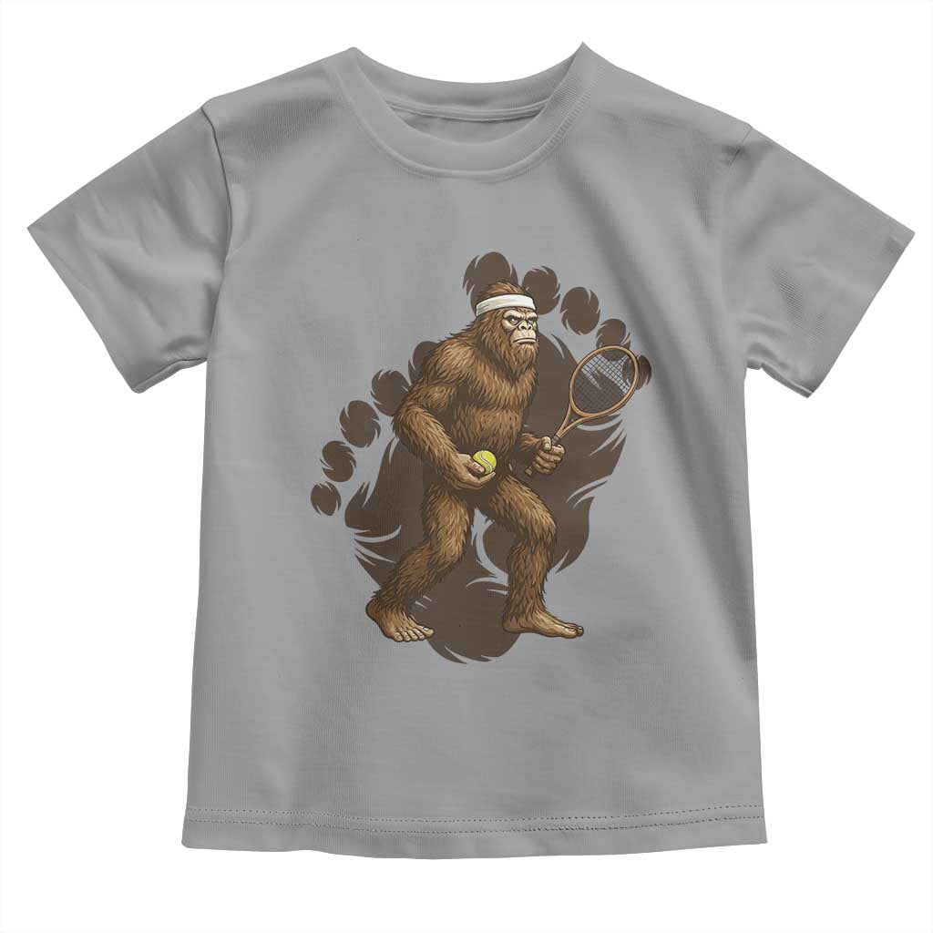 Funny Bigfoot Tennis Player Toddler T Shirt Folklore Cryptid Gift TS12 Sport Gray Print Your Wear
