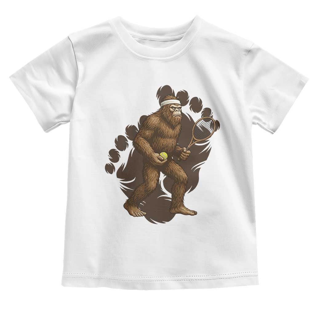 Funny Bigfoot Tennis Player Toddler T Shirt Folklore Cryptid Gift TS12 White Print Your Wear
