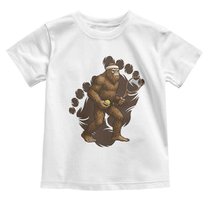 Funny Bigfoot Tennis Player Toddler T Shirt Folklore Cryptid Gift TS12 White Print Your Wear