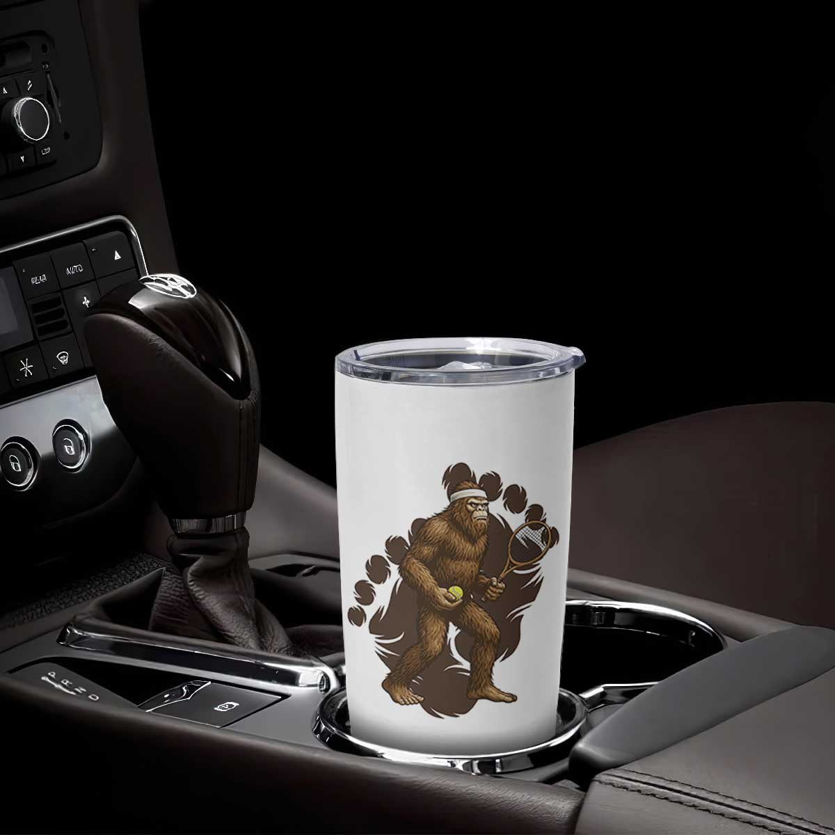 Funny Bigfoot Tennis Player Tumbler Cup Folklore Cryptid Gift TS12 Print Your Wear
