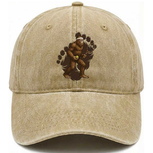 Funny Bigfoot Tennis Player Washed Cotton Baseball Cap Folklore Cryptid Gift TS12 Print Your Wear