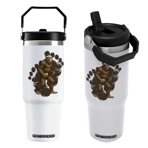 Funny Bigfoot Tennis Player Flip Straw Tumbler Folklore Cryptid Gift TS12 One Size: 30 oz White Print Your Wear