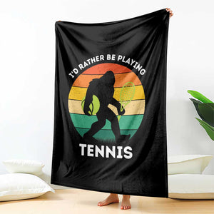 Id Rather Be Playing Tennis Throw Blanket Vintage Retro Bigfoot Tennis Player Gift TS12 Print Your Wear