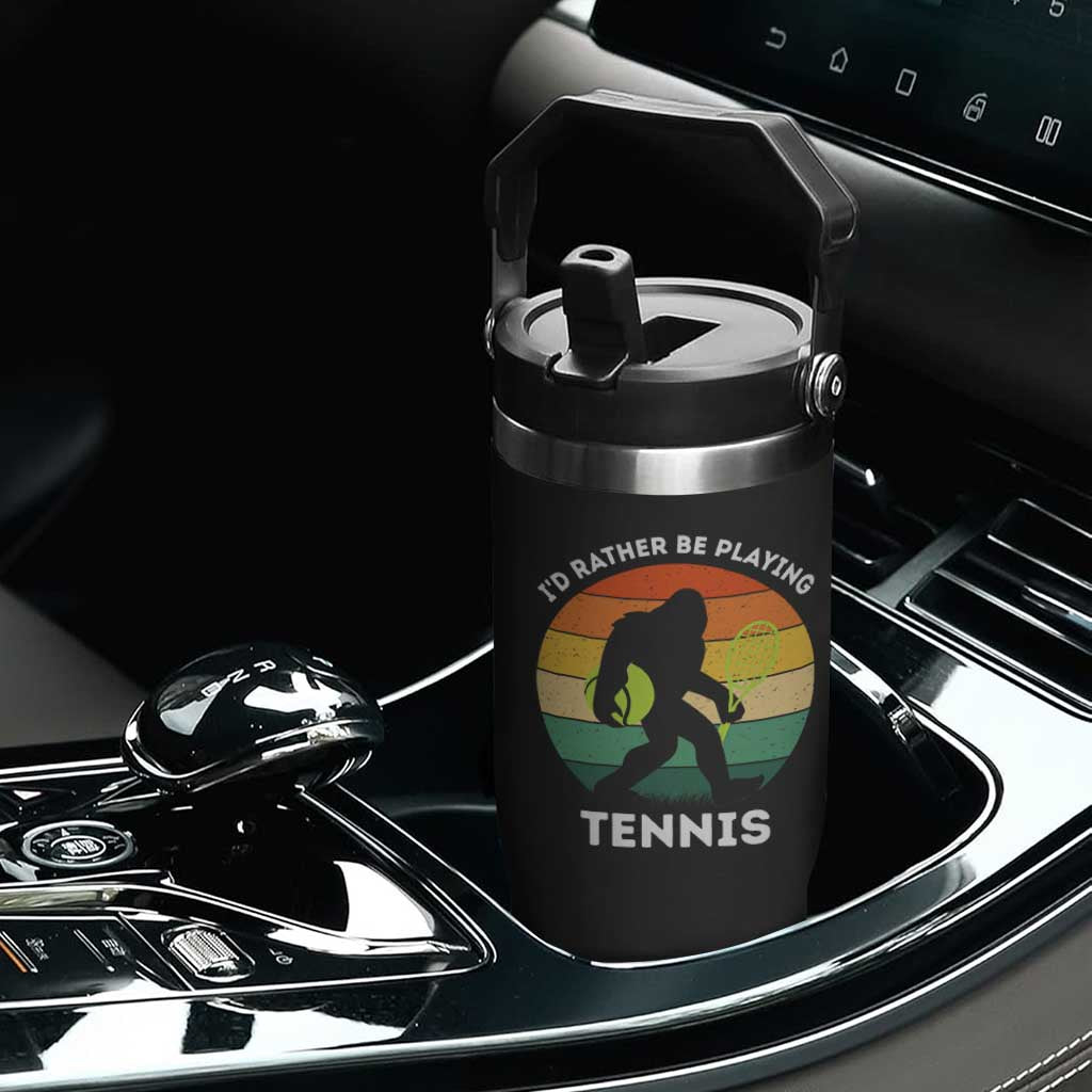 Id Rather Be Playing Tennis Flip Straw Tumbler Vintage Retro Bigfoot Tennis Player Gift TS12 Print Your Wear