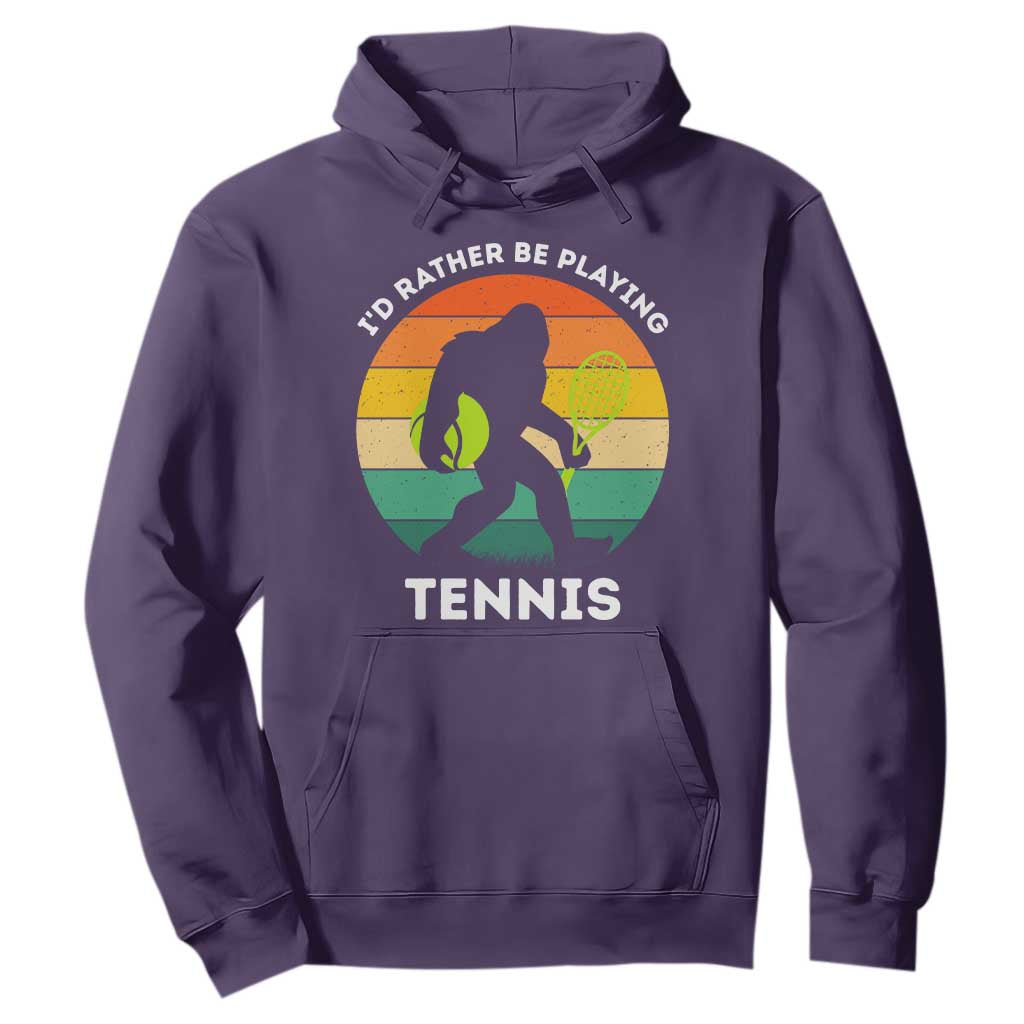 Id Rather Be Playing Tennis Hoodie Vintage Retro Bigfoot Tennis Player Gift TS12 Purple Print Your Wear