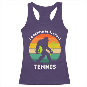 Id Rather Be Playing Tennis Racerback Tank Top Vintage Retro Bigfoot Tennis Player Gift TS12 Purple Print Your Wear