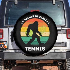 Id Rather Be Playing Tennis Spare Tire Cover Vintage Retro Bigfoot Tennis Player Gift TS12 No hole Black Print Your Wear