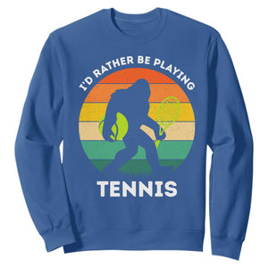 Id Rather Be Playing Tennis Sweatshirt Vintage Retro Bigfoot Tennis Player Gift TS12 Royal Blue Print Your Wear