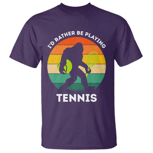 Id Rather Be Playing Tennis T Shirt Vintage Retro Bigfoot Tennis Player Gift TS12 Purple Print Your Wear