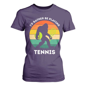 Id Rather Be Playing Tennis T Shirt For Women Vintage Retro Bigfoot Tennis Player Gift TS12 Purple Print Your Wear