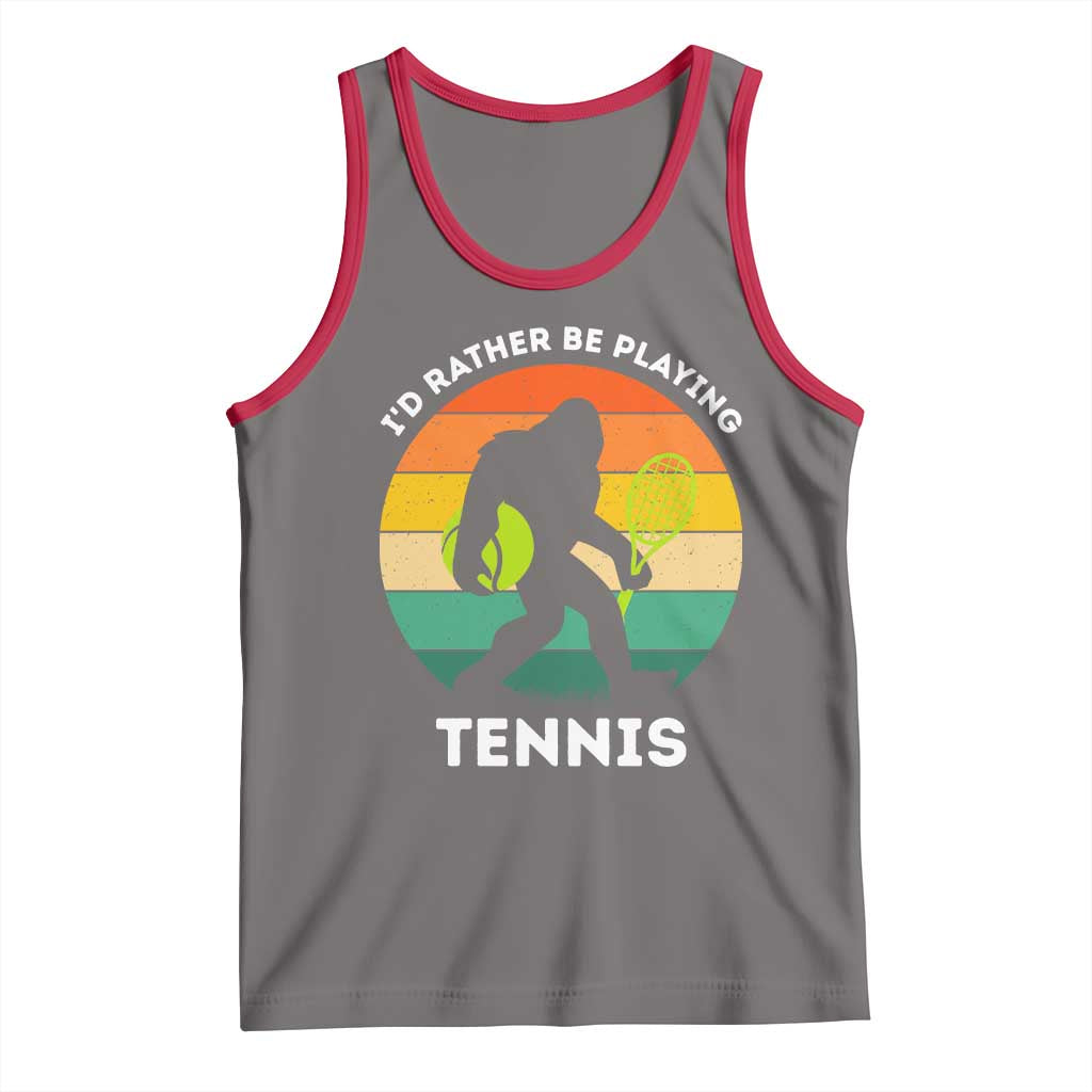 Id Rather Be Playing Tennis Tank Top Vintage Retro Bigfoot Tennis Player Gift TS12 Deep Heather Red Print Your Wear
