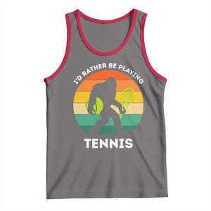 Id Rather Be Playing Tennis Tank Top Vintage Retro Bigfoot Tennis Player Gift TS12 Deep Heather Red Print Your Wear