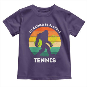 Id Rather Be Playing Tennis Toddler T Shirt Vintage Retro Bigfoot Tennis Player Gift TS12 Purple Print Your Wear
