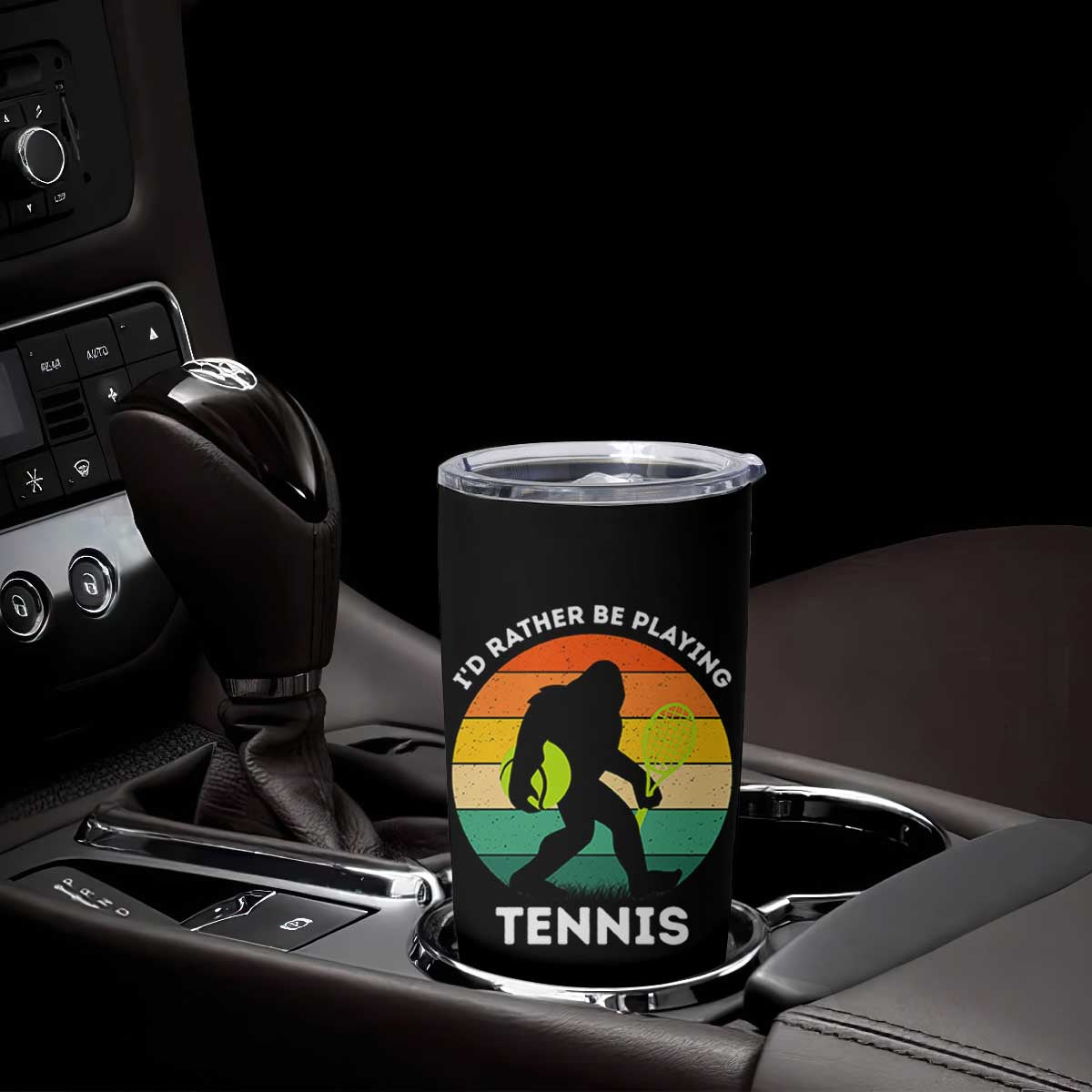 Id Rather Be Playing Tennis Tumbler Cup Vintage Retro Bigfoot Tennis Player Gift TS12 Print Your Wear