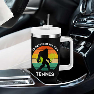 Id Rather Be Playing Tennis Tumbler With Handle Vintage Retro Bigfoot Tennis Player Gift TS12 Print Your Wear
