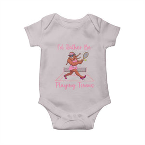 Funny Sexy Bigfoot Playing Tennis Baby Onesie Gift For Girls TS12 Ice Gray Print Your Wear