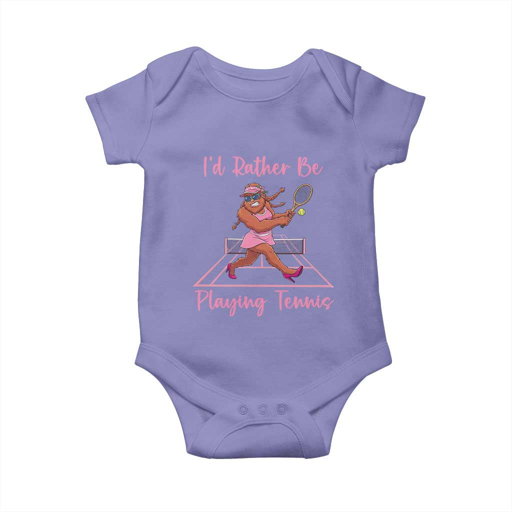 Funny Sexy Bigfoot Playing Tennis Baby Onesie Gift For Girls TS12 Violet Print Your Wear