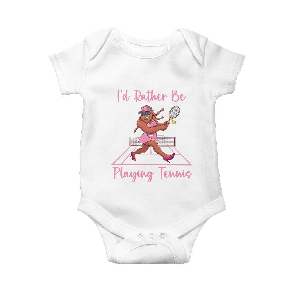 Funny Sexy Bigfoot Playing Tennis Baby Onesie Gift For Girls TS12 White Print Your Wear