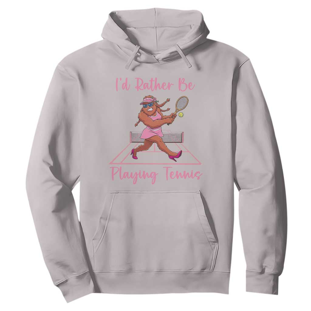 Funny Sexy Bigfoot Playing Tennis Hoodie Gift For Girls TS12 Ice Gray Print Your Wear