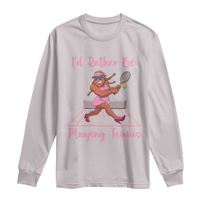 Funny Sexy Bigfoot Playing Tennis Long Sleeve Shirt Gift For Girls TS12 Ice Gray Print Your Wear