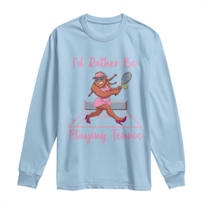 Funny Sexy Bigfoot Playing Tennis Long Sleeve Shirt Gift For Girls TS12 Light Blue Print Your Wear