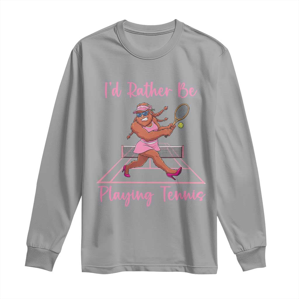 Funny Sexy Bigfoot Playing Tennis Long Sleeve Shirt Gift For Girls TS12 Sport Gray Print Your Wear