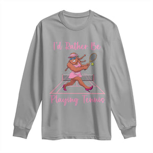 Funny Sexy Bigfoot Playing Tennis Long Sleeve Shirt Gift For Girls TS12 Sport Gray Print Your Wear