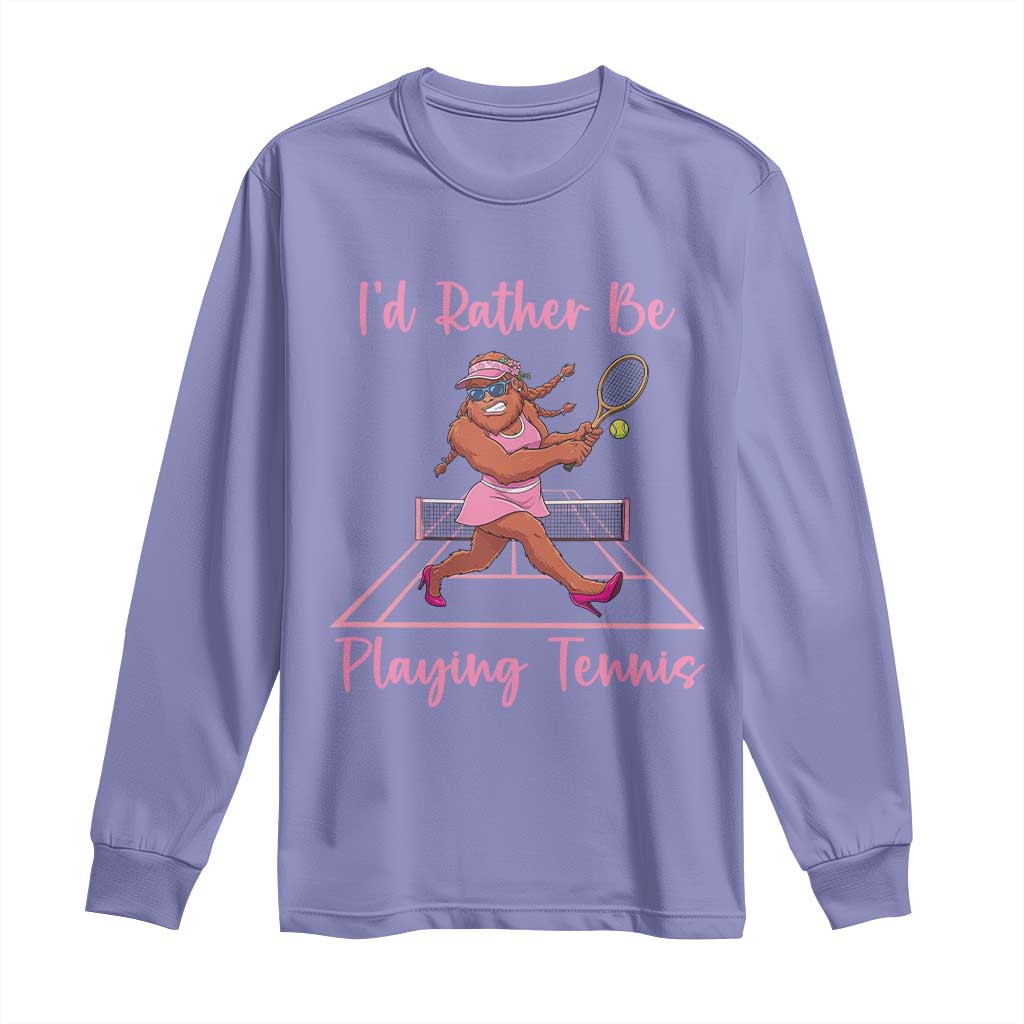 Funny Sexy Bigfoot Playing Tennis Long Sleeve Shirt Gift For Girls TS12 Violet Print Your Wear