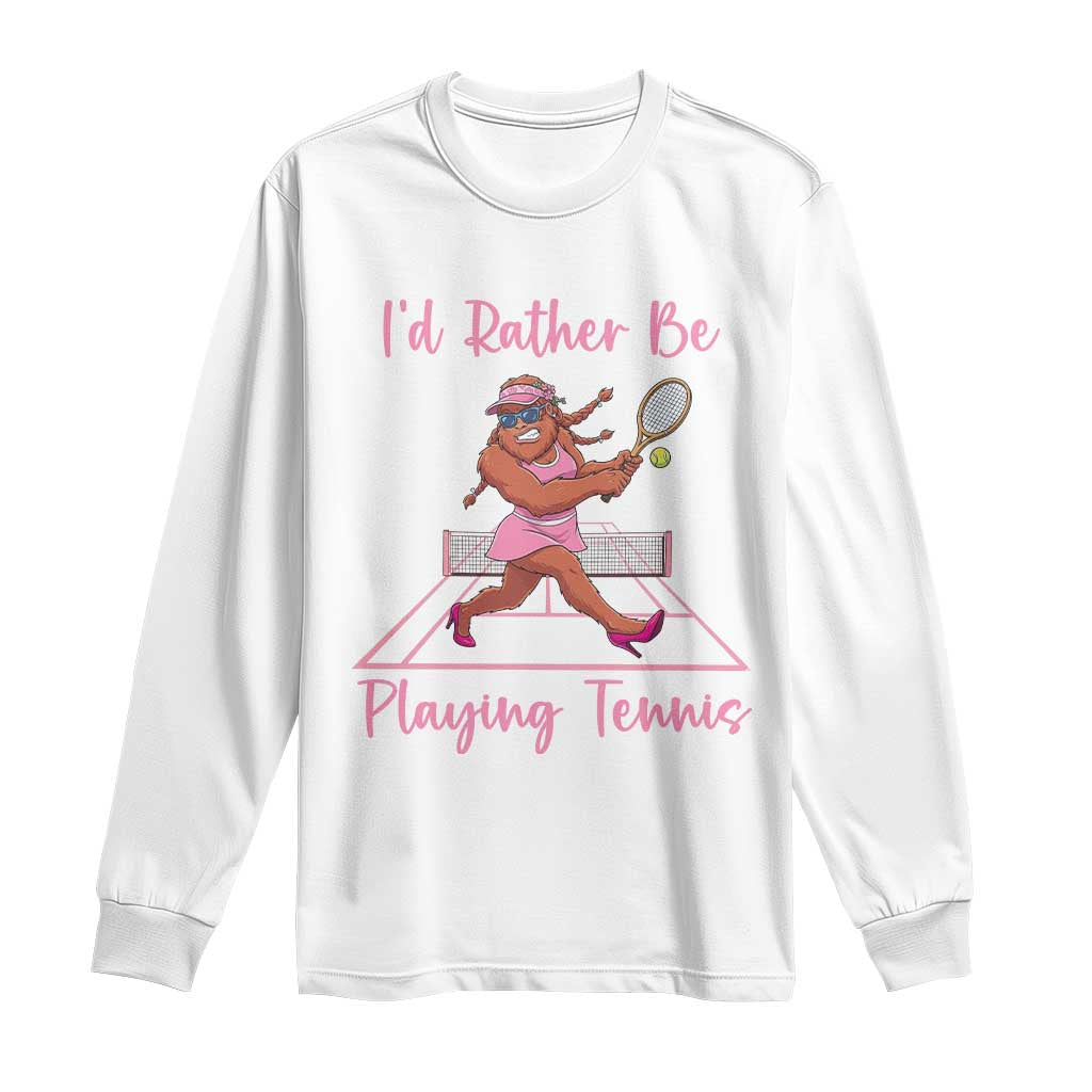 Funny Sexy Bigfoot Playing Tennis Long Sleeve Shirt Gift For Girls TS12 White Print Your Wear