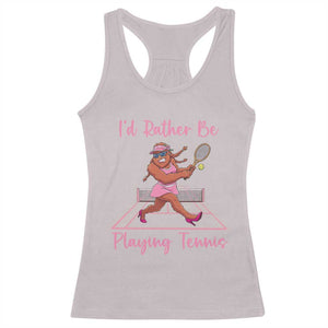 Funny Sexy Bigfoot Playing Tennis Racerback Tank Top Gift For Girls TS12 Ice Gray Print Your Wear