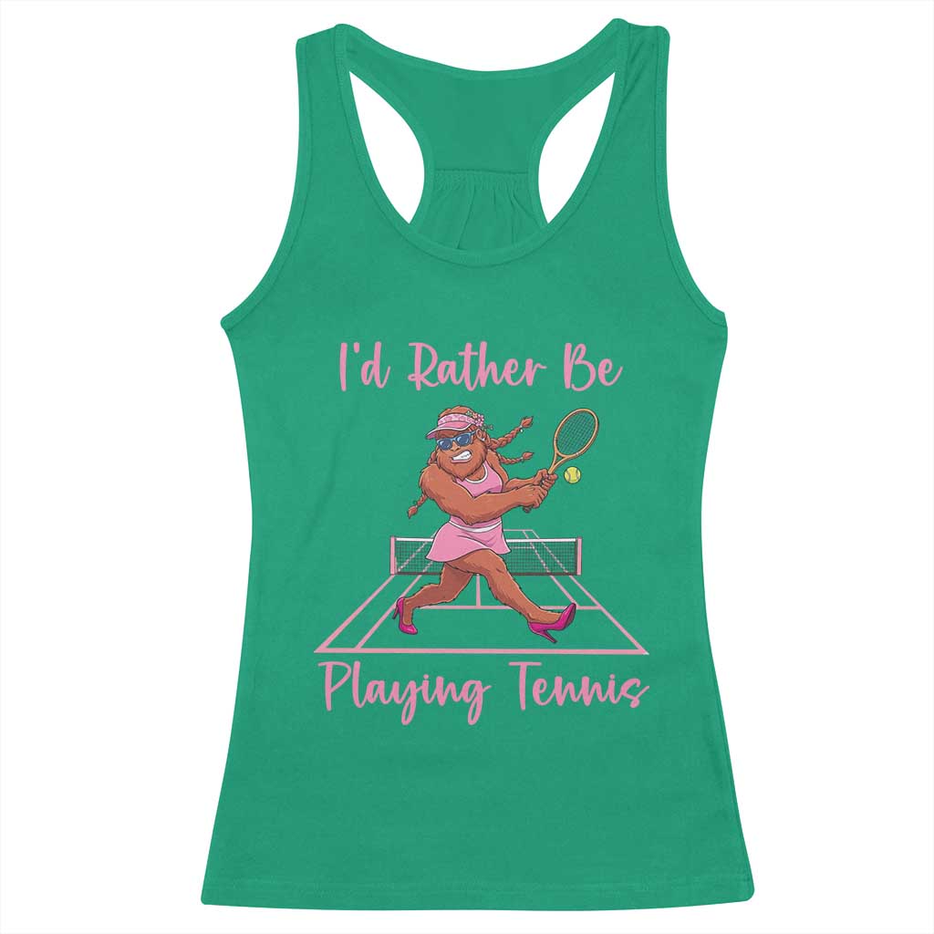 Funny Sexy Bigfoot Playing Tennis Racerback Tank Top Gift For Girls TS12 Irish Green Print Your Wear