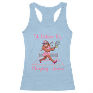 Funny Sexy Bigfoot Playing Tennis Racerback Tank Top Gift For Girls TS12 Light Blue Print Your Wear
