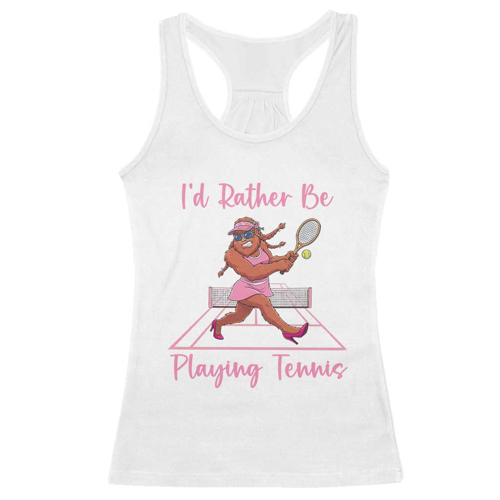 Funny Sexy Bigfoot Playing Tennis Racerback Tank Top Gift For Girls TS12 White Print Your Wear