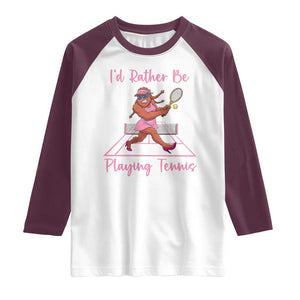 Funny Sexy Bigfoot Playing Tennis Raglan Shirt Gift For Girls TS12 White Maroon Print Your Wear