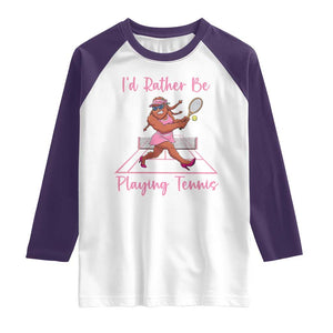 Funny Sexy Bigfoot Playing Tennis Raglan Shirt Gift For Girls TS12 White Purple Print Your Wear