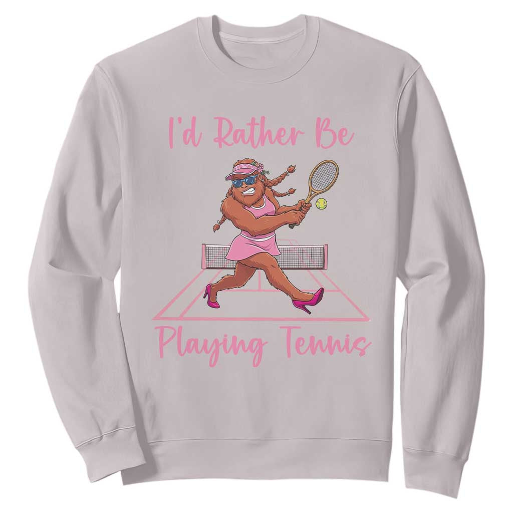 Funny Sexy Bigfoot Playing Tennis Sweatshirt Gift For Girls TS12 Ice Gray Print Your Wear