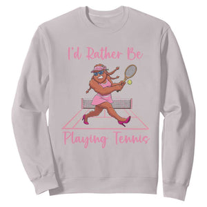 Funny Sexy Bigfoot Playing Tennis Sweatshirt Gift For Girls TS12 Ice Gray Print Your Wear
