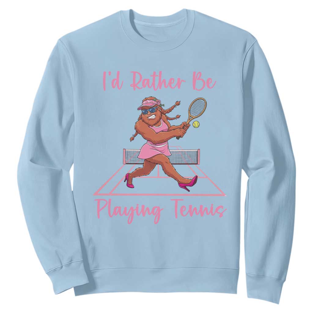 Funny Sexy Bigfoot Playing Tennis Sweatshirt Gift For Girls TS12 Light Blue Print Your Wear