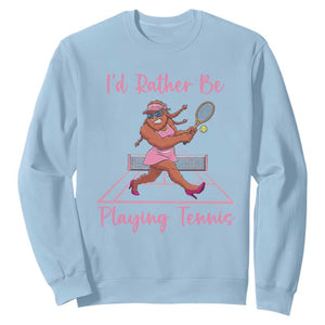 Funny Sexy Bigfoot Playing Tennis Sweatshirt Gift For Girls TS12 Light Blue Print Your Wear