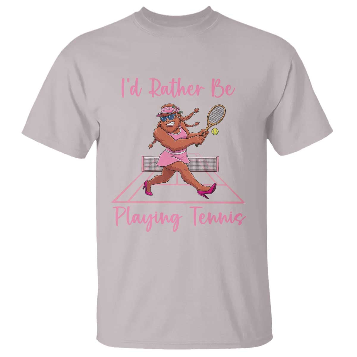 Funny Sexy Bigfoot Playing Tennis T Shirt Gift For Girls TS12 Ice Gray Print Your Wear