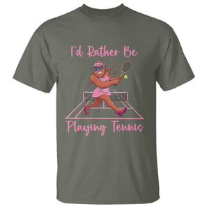 Funny Sexy Bigfoot Playing Tennis T Shirt Gift For Girls TS12 Military Green Print Your Wear