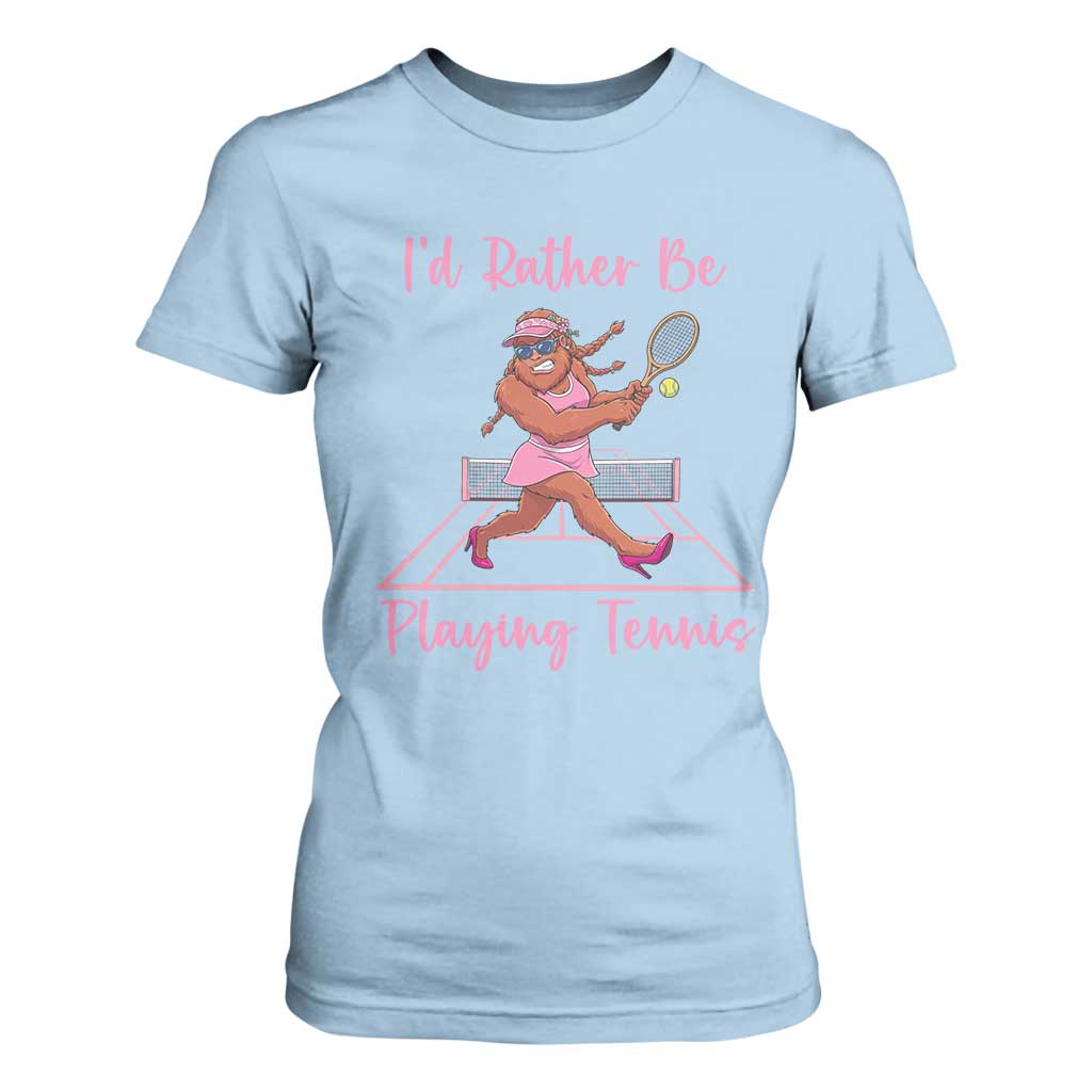 Funny Sexy Bigfoot Playing Tennis T Shirt For Women Gift For Girls TS12 Light Blue Print Your Wear
